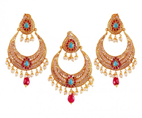 Chaand Baali 22K Pendant Set 