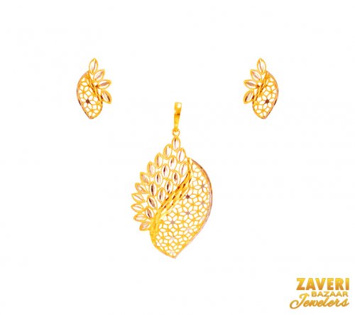 22Kt Gold Two Tone Pendant Set 