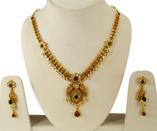 22Kt Gold Antique Necklace Set 