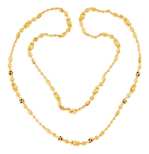 Long Gold Chain 22K - AjCh60147 - 22K Gold Women chain designed with ...