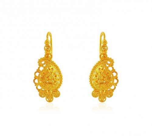 22K Fish Hook Earrings - AjEr61311 - 22K Gold fancy earrings with