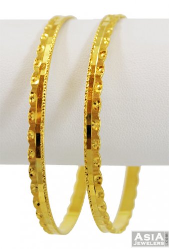 22K Gold Machine Bangles (pair) - AjBa57223 - 22K Gold Machine Bangles ...