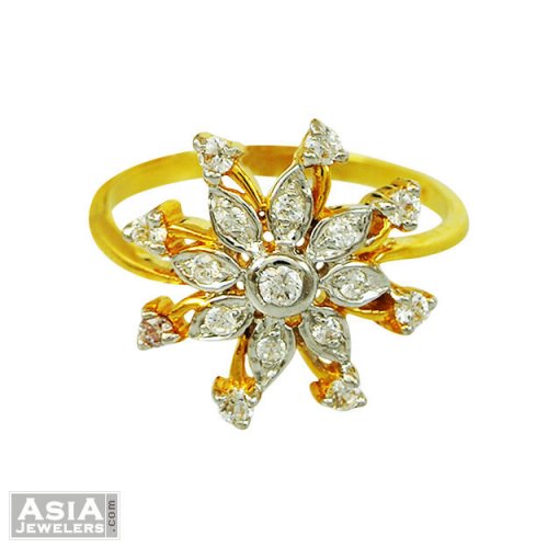 Beautiful Two Tone Floral Ring 22k 