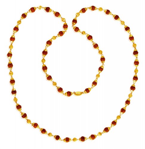 22K Gold Rudraksh Mala - AsCh61636 - 22K Gold Rudraksha mala is crafted ...