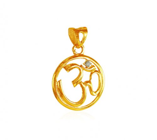 22K OM Pendant - AjPe61500 - 22Kt Gold Om pendant is designed in round ...