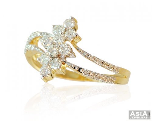 18k Designer Floral Diamond Ring  
