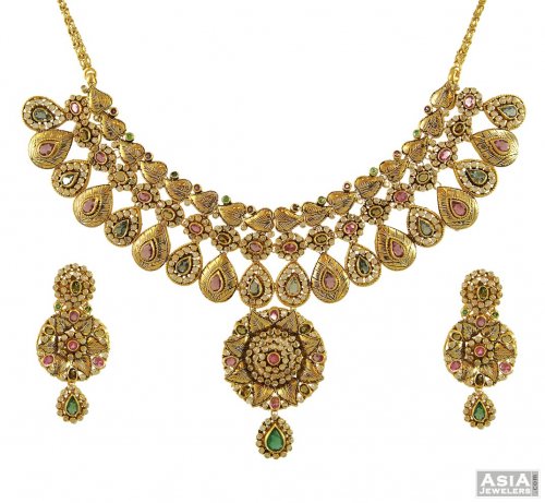 22K Exclusive Polki Necklace Set 