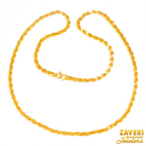 22 Karat Gold Rope Chain 24 In 