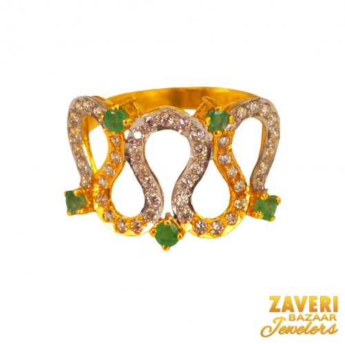 22K Gold Color Stone  Ring  