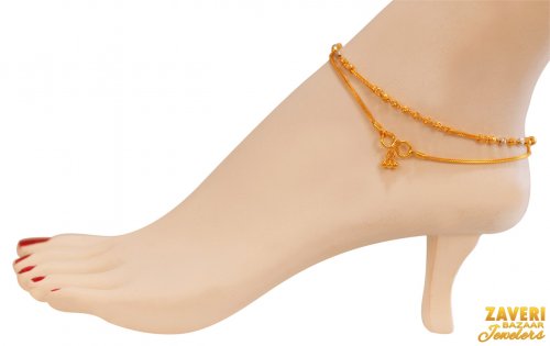 22Kt Gold Two Tone  Anklets (2 PC) 