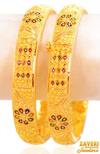 22kt Gold Meenakari Kada (2 Pc) 