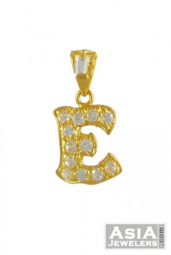 Gold CZ (E) Pendant 