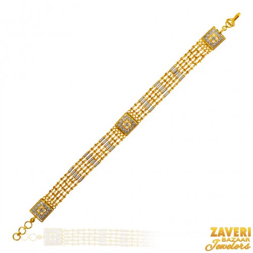 22k Gold Wide Stones Bracelet 