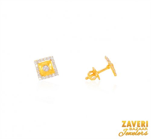 22K Gold Cubic Zircon Earrings - AjEr66535 - US$ 260 - 22 Kt Gold