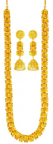 22K Gold Long Necklace Set 