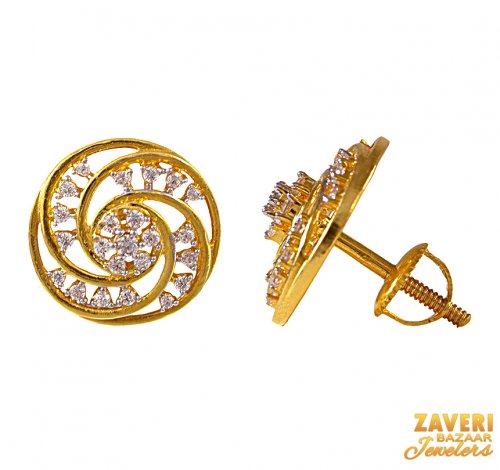 22Kt Gold CZ Fancy Earrings 