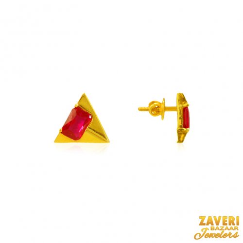 22Kt Gold Colored stone Earrings  