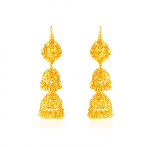 22K Gold Jhumki Earrings 