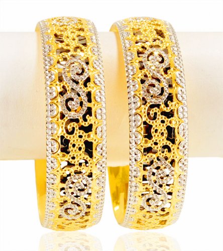 22k Gold Designer Rhodium Bangle  