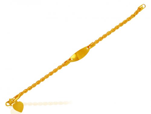 22K Gold ID Bracelet Rope Chain 