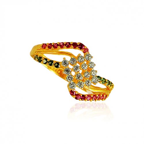 22kt Gold Ring for ladies with Ruby and Emerald. 