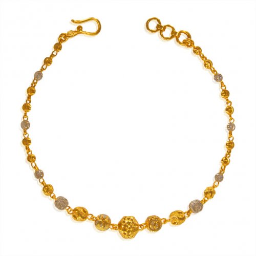 22K Gold Balls Bracelet For Ladies AjBr64954 22K Gold two tone