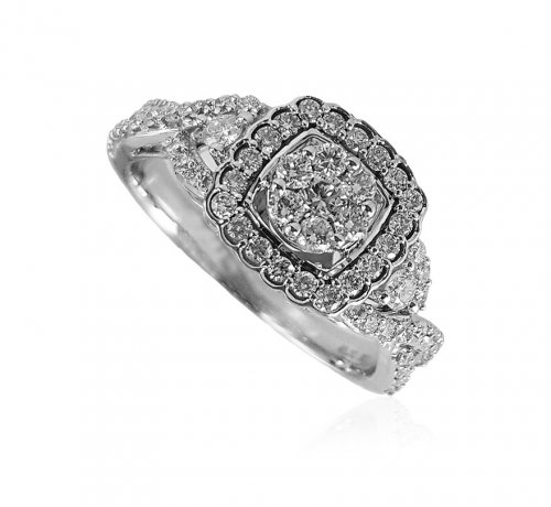 18k White Gold Diamond Ladies Ring 
