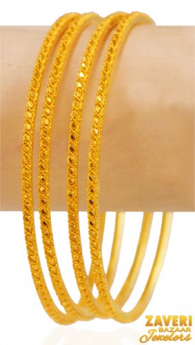 22Kt Gold Fancy Bangles (4 pc) 