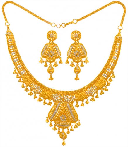 22 Karat Gold Two Tone Necklace Set 