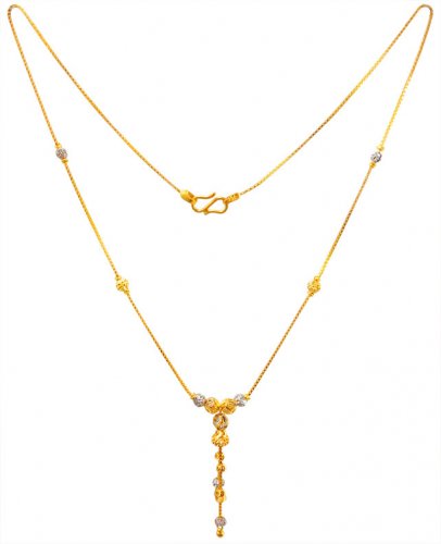 22K Gold Two Tone Chain For Girls 