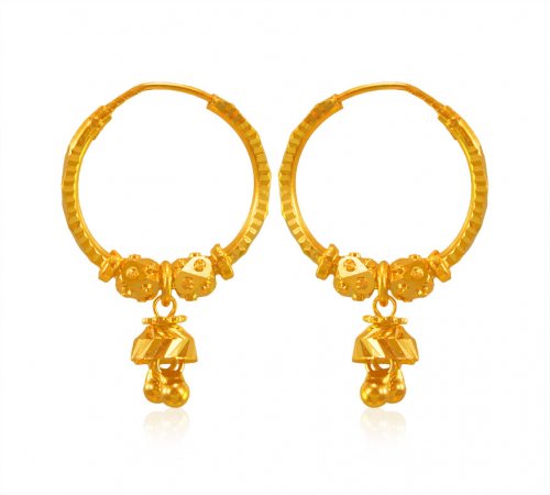 22 Karat Gold Hoops Earrings - AjEr64850 - 22 Karat Gold Hoop/Bali ...