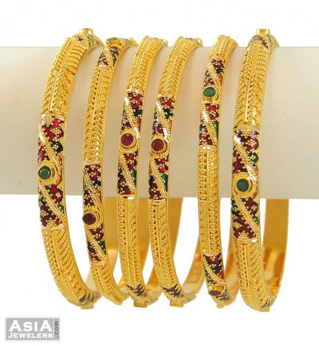 Gold bangles sale with enamel