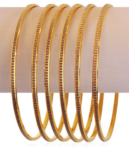 22K Laser Bangles Set (6 Pc) 