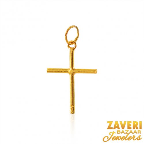 22K Gold Simple Cross Pendant 