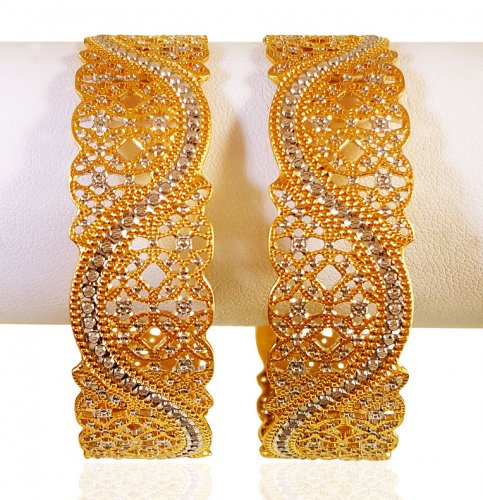 22k Gold Two Tone Bangles(2pcs) 