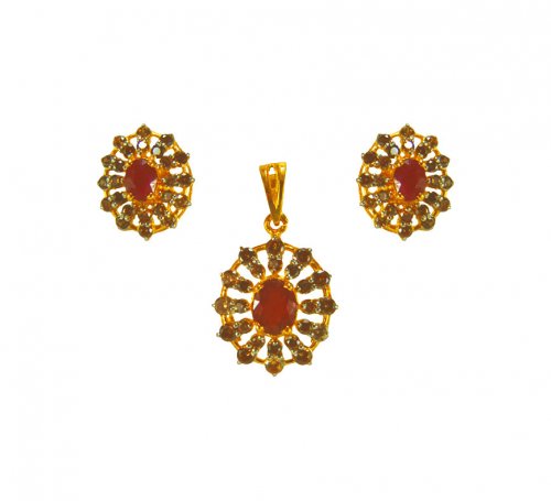 22Kt Gold Pendant sets with Ruby  