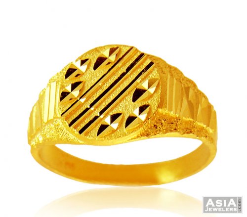 22K Mens fancy Gold Ring - AjRi58183 - 22Kt Gold Men's Ring with