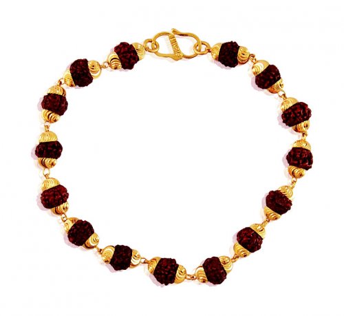 22K Mens Rudraksh Bracelet - AjBr59538 - 22k gold mens bracelet in gold ...