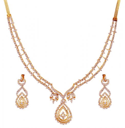 18K Gold Diamond Set - AjDi59842 - US$ 16,615 - 18K Gold Necklace and ...
