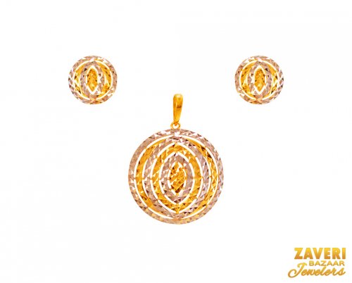 22Kt Gold Two Tone Pendant Set 