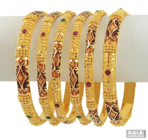 Enamel gold bangle on sale designs