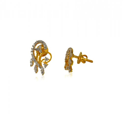22 Kt Gold CZ Earrings 