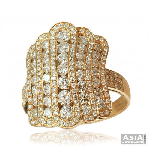 Designer 18K Rose Gold Diamond Ring 