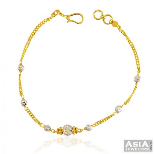 22K Two Tone Bracelet - ajbr58477 - Beautiful 22K Gold Ladies