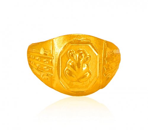 22k Gold Ganesha Mens Ring  