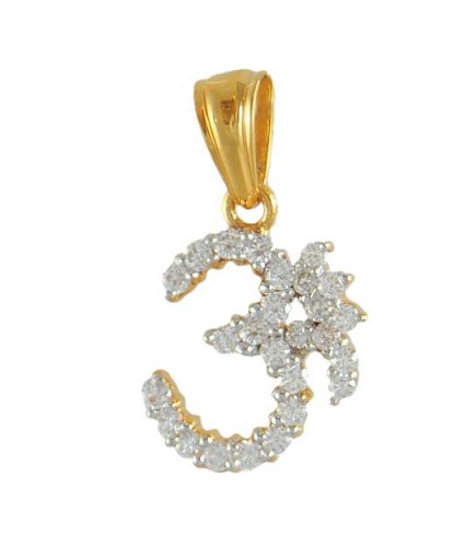 22K Om Pendant with CZ - AjPe50276 - 22K Gold Om Pendants with Cubic ...