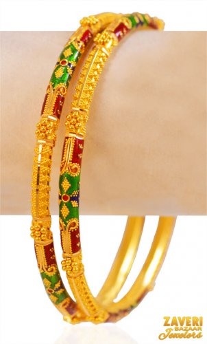 22Kt Gold Meenakari Bangles  (2Pc) 