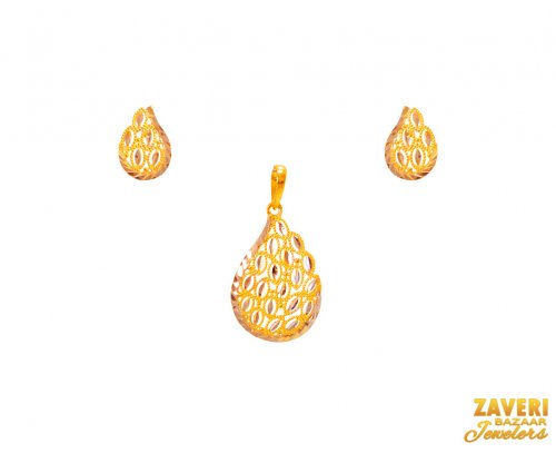 22Kt Gold Two Tone Pendant Set 