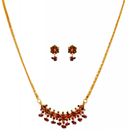 22Kt Gold Ruby Necklace Set 