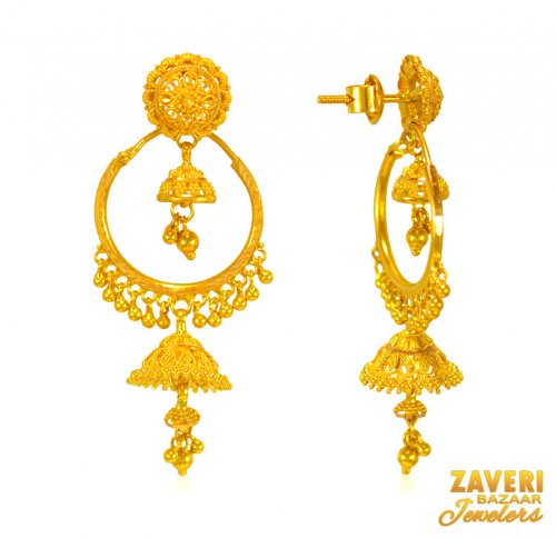 22 Kt Yellow Gold Long Earrings 